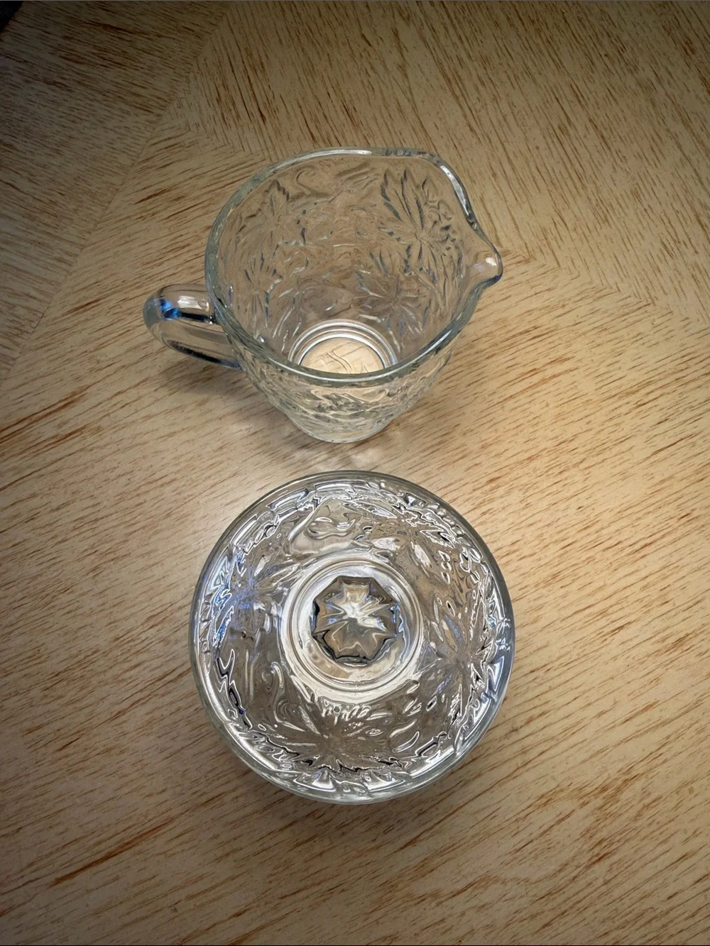 Princess House Fantasia Crystal Glass Creamer & Lidded Sugar Bowl.